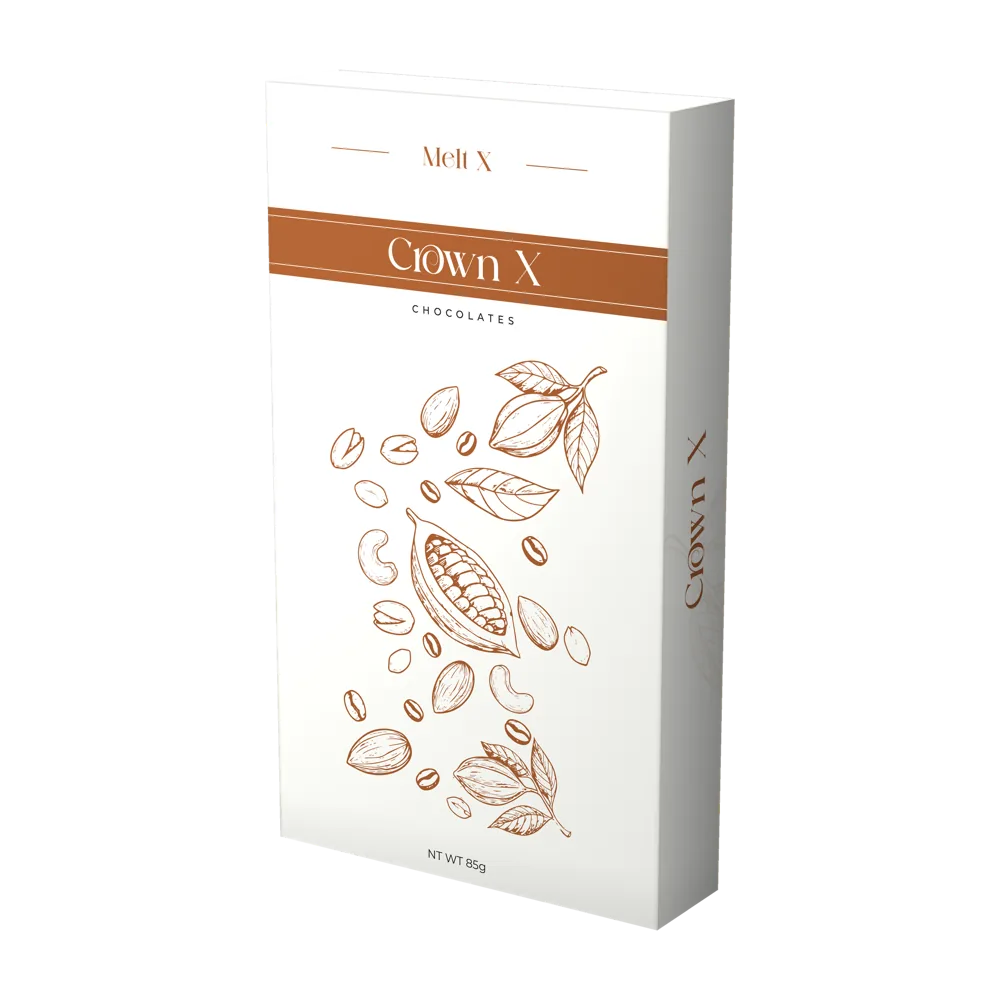 crownX box of eight chocolate cubes